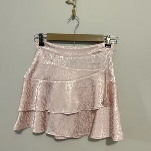 Forever 21 Pink Satin Tiered Mini Skirt